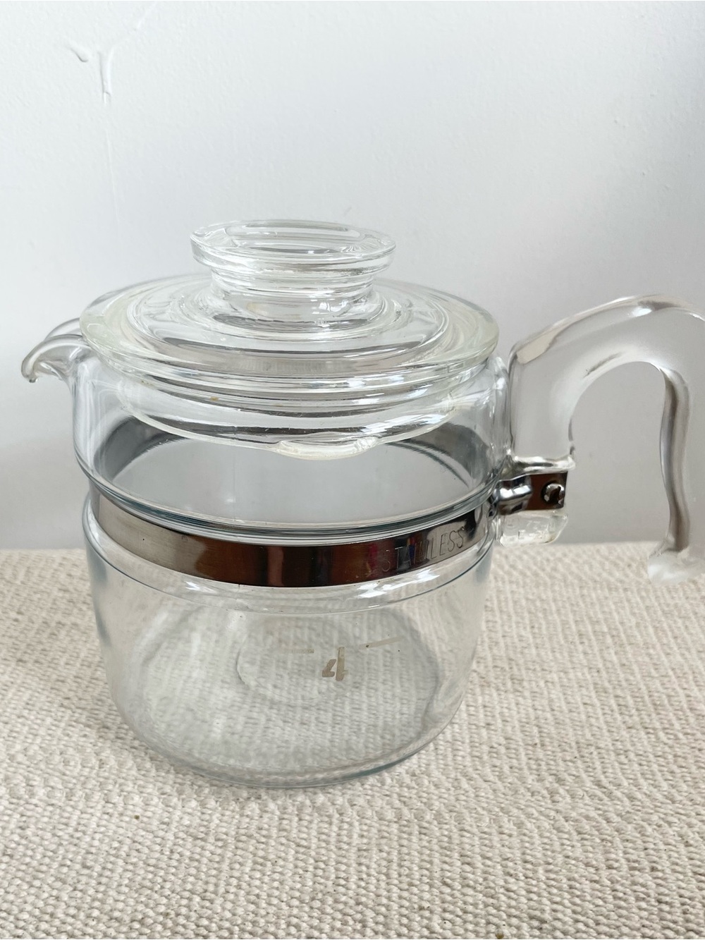 Vintage PYREX Flameware 4 cup 7754 Glass Percolator Coffee Pot Lid Incomplete